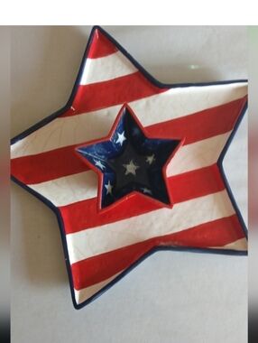 Home Interiors Red, White, and Blue Star Dish
